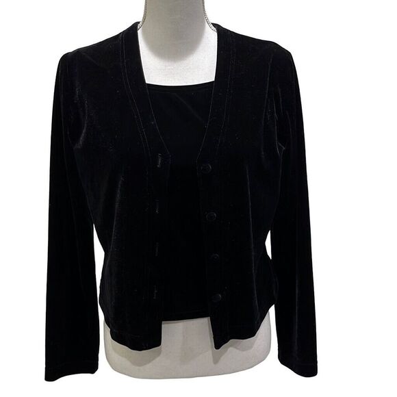 JESSICA MCCLINTOCK Bridal Millennuim 2000‎ black velvet jacket and top med/large - Picture 1 of 8